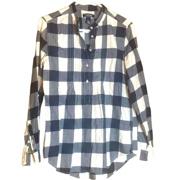 Lands’end Blue and White Checkered Long Sleeve Shirt Size 8 📦 - Picture 1 of 8